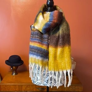 NWT Multicolored Fringe Winter Scarf